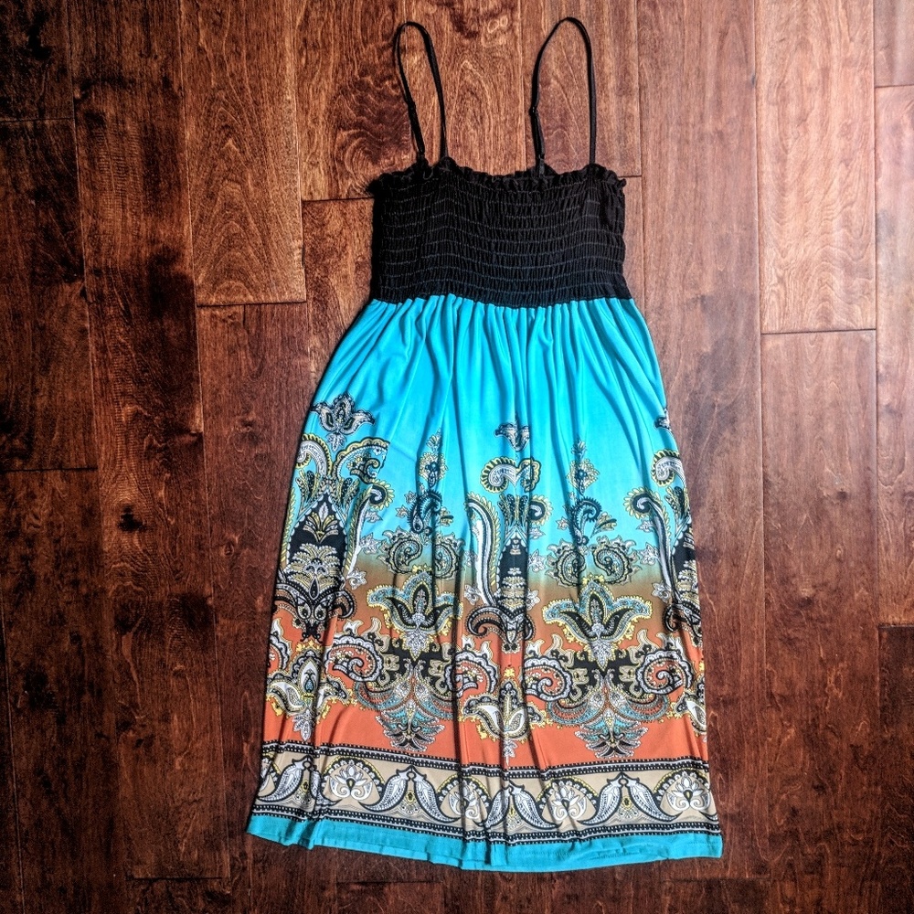 Turquoise and Black Dress